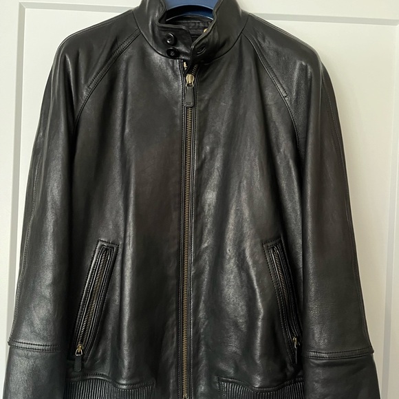 Men’s Black Leather Bomber Jacket. In “as new” condition with no signs of wear - Picture 3 of 5